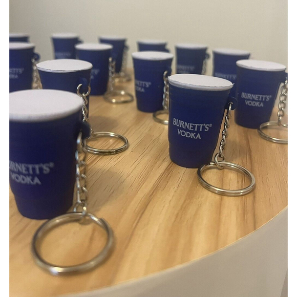 Burnett’s Vodka Blue Solo Cup Keychain Squishy /Stress Ball Lot Of 17 Plus Bonus - Picture 2 of 9